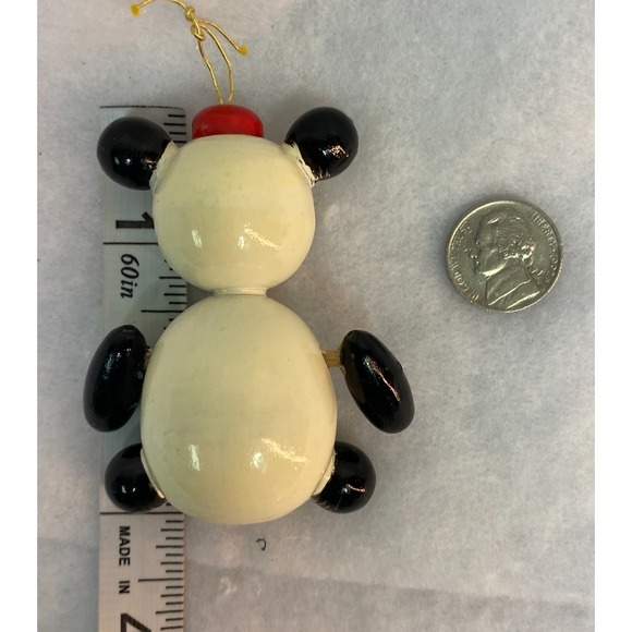 VTG 80's Kurt S. ADLER Wooden Panda Bear Christmas ORNAMENT Movable Arms Japan - Picture 5 of 6